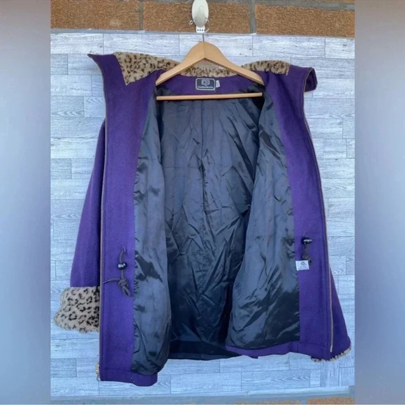 Carolina herrera wool purple Cheetah zip jacket Size medium - Picture 11 of 14